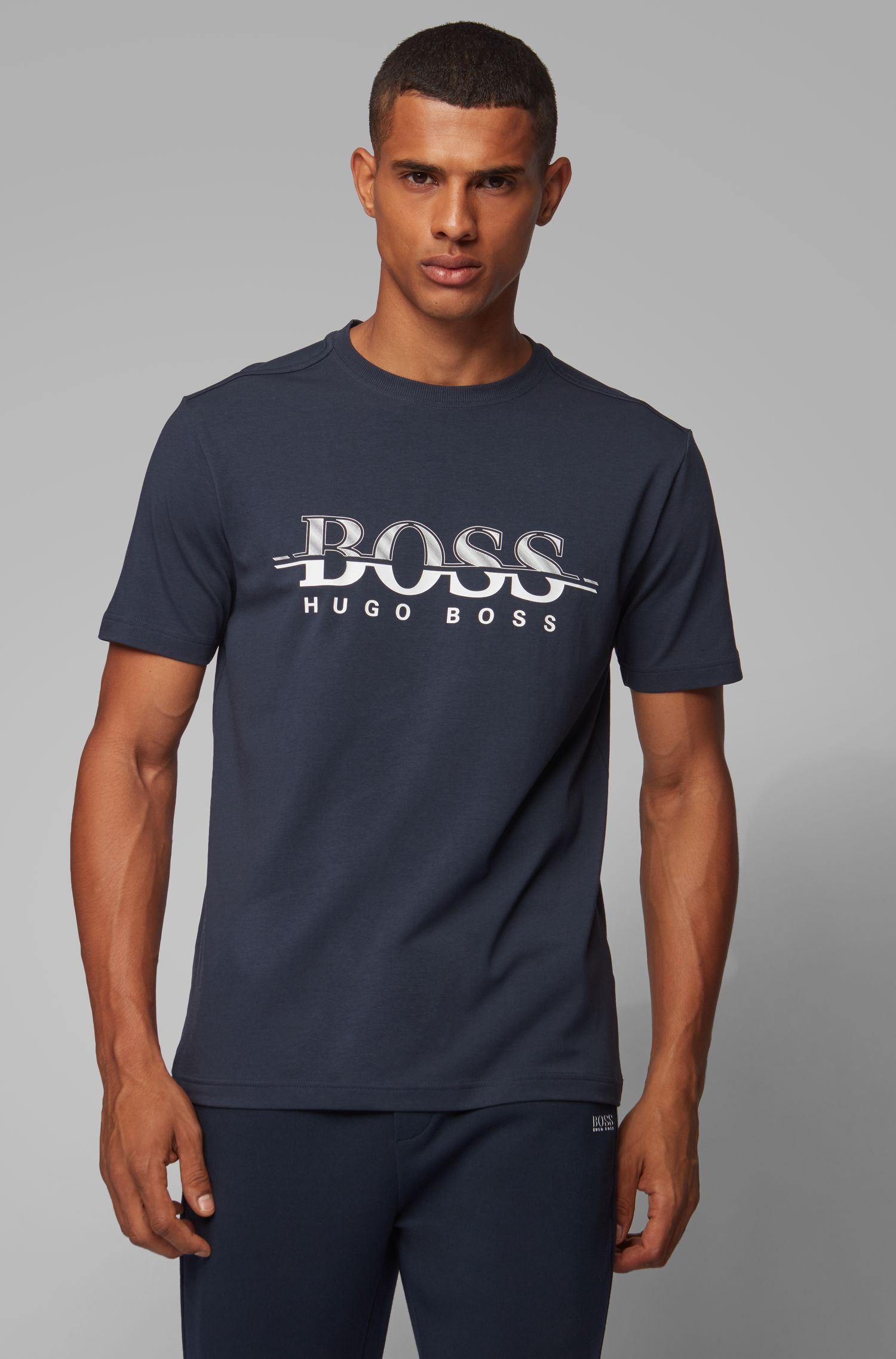 Hugo Boss tlogo Algodón Camiseta Azul Marino